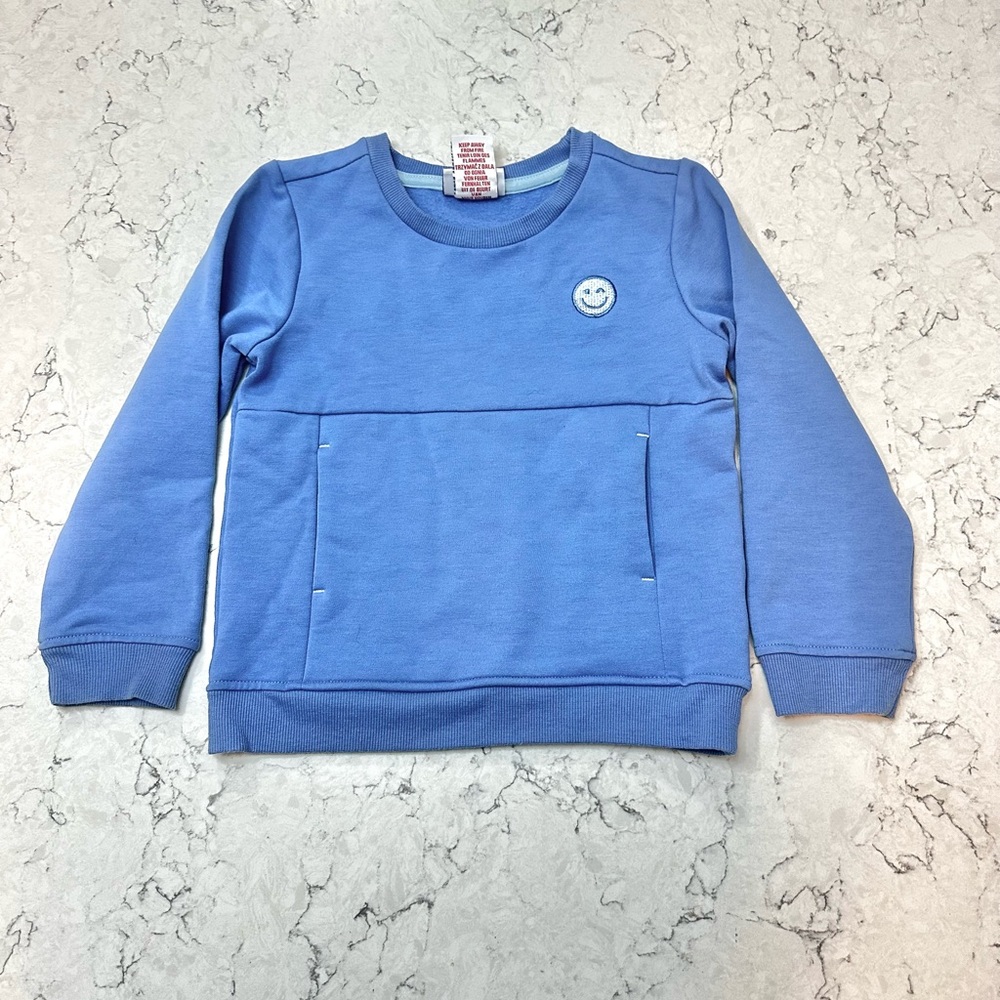 Tommy Bahama Boys Size 4 Blue Sweatshirt Crew Neck Smiley Face Casual